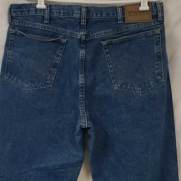 Wrangler Rugged Wear Mens 36x32 Straight Leg Denim Blue Work Heavy Jeans - Picture 6 of 9